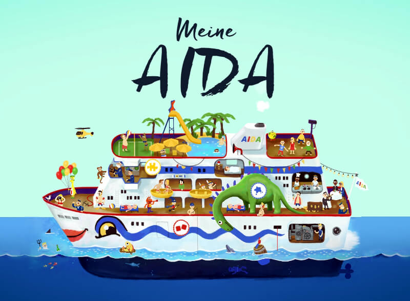 Wimmelbild mit AIDA Schiff