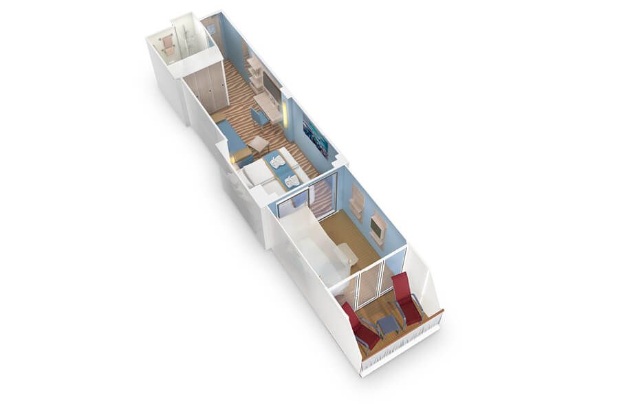 3D Grundriss Junior-Suite mit Lounge (Helios)